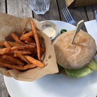 Beyond burger w sweet fries and vegan mayo  at Ellis Gourmet Burger in Amsterdam