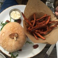 Red veggie burger  at Ellis Gourmet Burger in Amsterdam