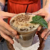 The Jagadisha drink (named after a Yogi beside the cafe) Its like an oat mocha latte with raw cacao powder at Good Plans Cafe in Montclair