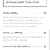 Entrees at Frankie's in Lenox