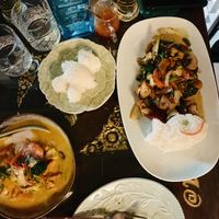 Basil and chili chicken- sub tofu and yellow curry with tofu.  at @Thai in Queenstown