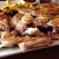 inside the blueberry pancakes at Real Food Daily in Santa Monica