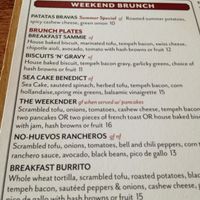 partial brunch menu  at Real Food Daily in Santa Monica