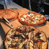 Vegetarian pizza:
Pictured above: Port poached pear, margarita pizza and cheese pizza! at Cafe Coeur in Creve Coeur
