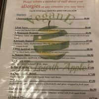 Partial menu  at VeganE & Saint Vegan in South West London