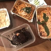 Vegan brownie, mac & cheese, spaghetti and lasagne - was really tasty!  at VeganE & Saint Vegan in South West London