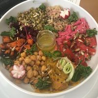 The vegan power bowl with the olive oil dressing at The Grind Coffeehouse in Colombo