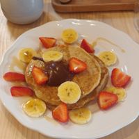 Vegan  delicious pancakes at Mukka Coffee in Mallorca