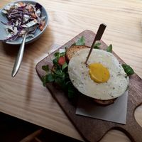 Fried egg sandwich at Mukka Coffee in Mallorca