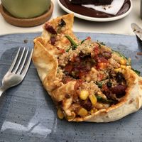 Vegan burrito - unfolded when I cut it, but came as a regular burrito😉 at Abigail's Cafe in Lagos