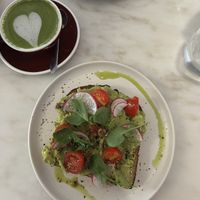 Delicious breakfast!! Avocado toast and matcha latte  at Abigail's Cafe in Lagos