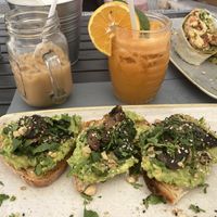 Smashed avo on toast with added mushroom and spinach at Abigail's Cafe in Lagos