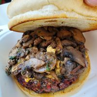 Mushroom Burger without the vegan ranch at Dirt Burger in Des Moines
