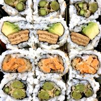 Tempura Sweet Potato, Tempura Asparagus & Inari Avocado Rolls at Watami in Waynesville