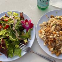 Green Salad and Tofu fried rice at Barefoot Beach Cafe in Honolulu