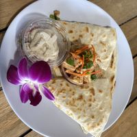 Vegan quesadilla with a side of tofu  at Barefoot Beach Cafe in Honolulu