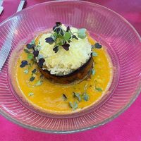 Mousaka de frijoles y bechamel de calabacín at Masero in Huelva
