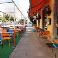 Outdoor seating at Café Gandhi in Geneva