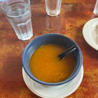 Pumpkin soup - says it’s a 2 person portion but I got it for myself. I can see 2 people sharing this if they also eat a lot of other things.  at Veggie Heaven in Denville