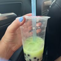 Honeydew bubble drink - tapioca is a bit more chewy& a bit less soft than I am used to  at Veggie Heaven in Denville
