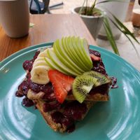 Waffles at The Pitted Date in Tulum