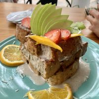 French toast (with the panini bread since they had run out of brioche)  at The Pitted Date in Tulum