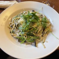 Mushroom and spinach linguine at Fern Cottage in Pitlochry