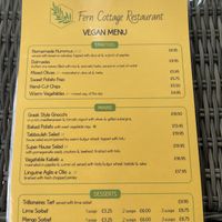 Vegan menu  at Fern Cottage in Pitlochry