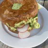 vegan scramble bagel at Iluzjon Café Bar in Warsaw