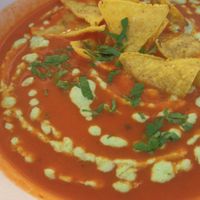 Mexican soup with nachos (lunch) at Iluzjon Café Bar in Warsaw