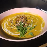 creamy soup (lunch) at Iluzjon Café Bar in Warsaw