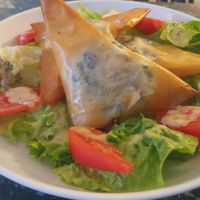 French spinach triangles (lunch) at Iluzjon Café Bar in Warsaw