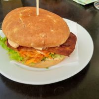 Marinated tofu burger at Iluzjon Café Bar in Warsaw