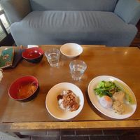 Soup, Japanese curry with rice and my buffet picked items. at Ohara Riverside Cafe Kirin  in Kyoto