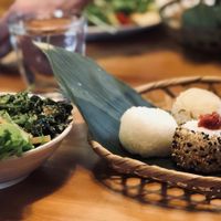 Who can resist onigiri? Each guest gets to choose five to go with the buffet options. Some onigiri offered are not vegan, though, so please be sure to ask which are which.  at Ohara Riverside Cafe Kirin  in Kyoto