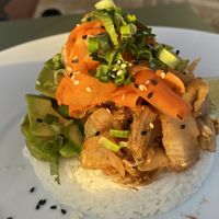 Veganized version of the “main bowl" at Rum Runners in Kralendijk