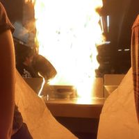 They set my ramen on fire   at Menbaka Fire Ramen めん馬鹿 in Kyoto