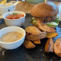 Vegan burger at Spojka Karlin in Prague