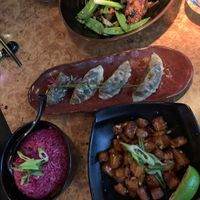 Vegan mock chicken meat and candy rice vegan   at Tattu in Manchester