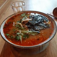 Spicy soup with dumpling at Mist in Prague