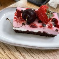 mousse berries and chocolate cake   at Cafe Bronze in Tanumshede