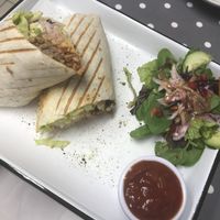 Vegan burrito with veggie mince and vegan cheese  at Appetite Café in Castlebar