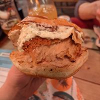 Inside a chick'n burger at Herbivorous in Sheffield