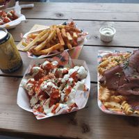 Wings, fries and Mac and cheese... Enough for two here! at Herbivorous in Sheffield