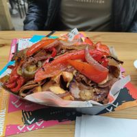 Tasty Philly steak loaded fries at Herbivorous in Sheffield