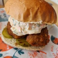 Nashville hot 'chicken' burger at Herbivorous in Sheffield