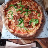 Vegan chorizo pizza at DEJ in Copenhagen