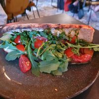 Vegan panini with vegan mozzarella at DEJ in Copenhagen