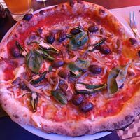 Oyster mushrooms, olives, padron and vegan cheese at DEJ in Copenhagen