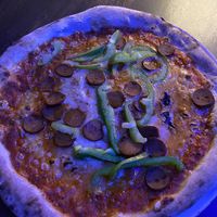 Chorizo pizza  at DEJ in Copenhagen